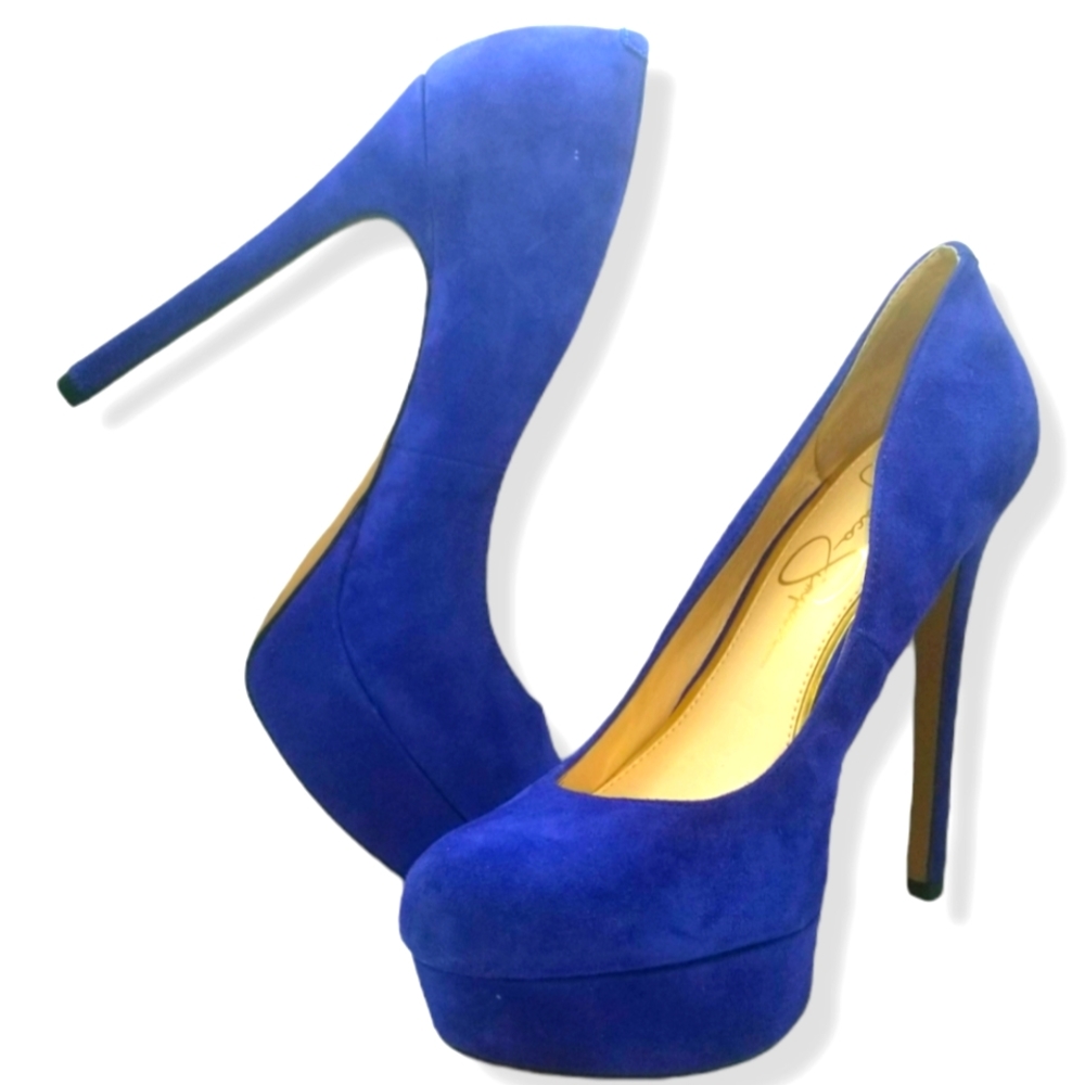 Jessica Simpson Blue Suede Platform Pumps